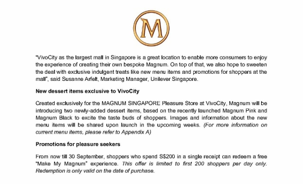 Press release_MAGNUM SINGAPORE Pleasure Store serves up indulgent experiences at VivoCity_3 Sep 2013_2 (600x364)