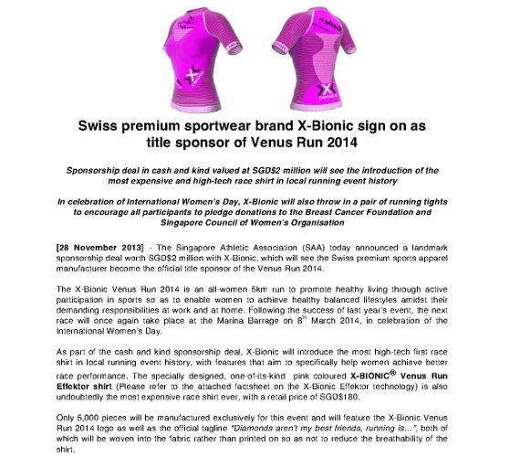 [Media Release] X-Bionic sign on as title sponsor of Venus Run 2014_Final_1 (566x800)