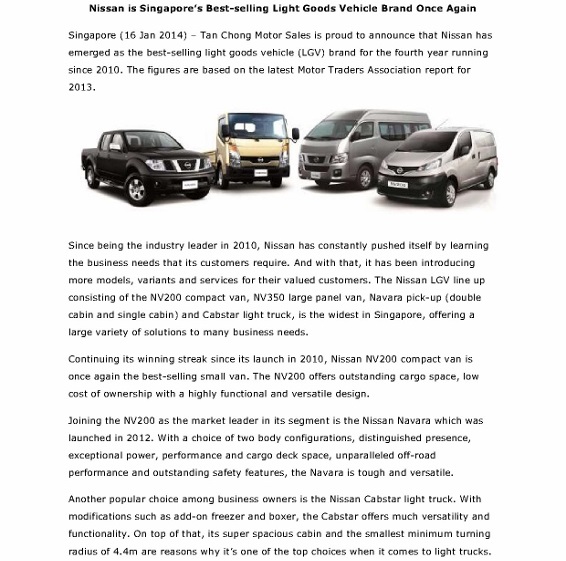 Nissan - Best Selling Light Goods Vehicle Brand For 4 years - 16th January 2014_1 (566x800)