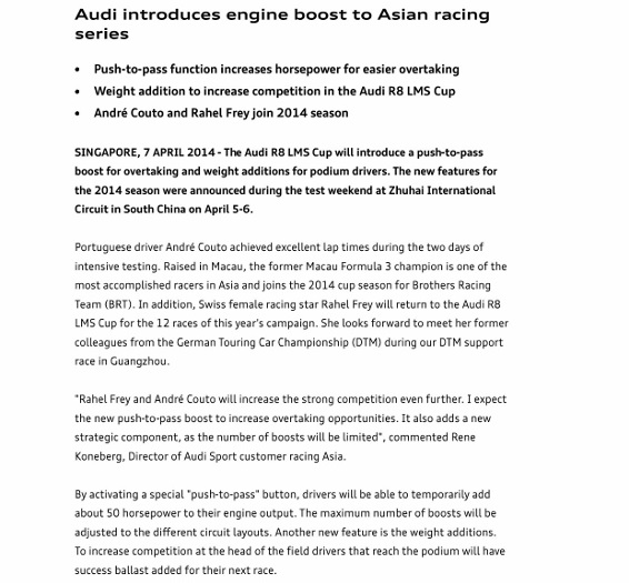 Press Release_Audi introduces engine boost to Asian racing series_1 (566x800)