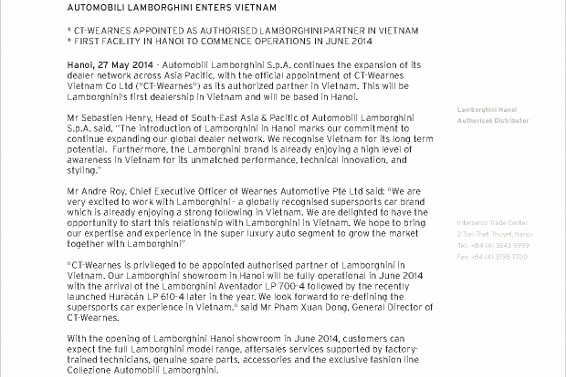 Announcement of Lamborghini in Vietnam (27 May 2014)_1 (566x800)