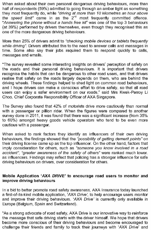 MEDIA RELEASE - AXA Road User Behaviour Survey 2014 and Launch of AXA Drive_2 (724x1024)